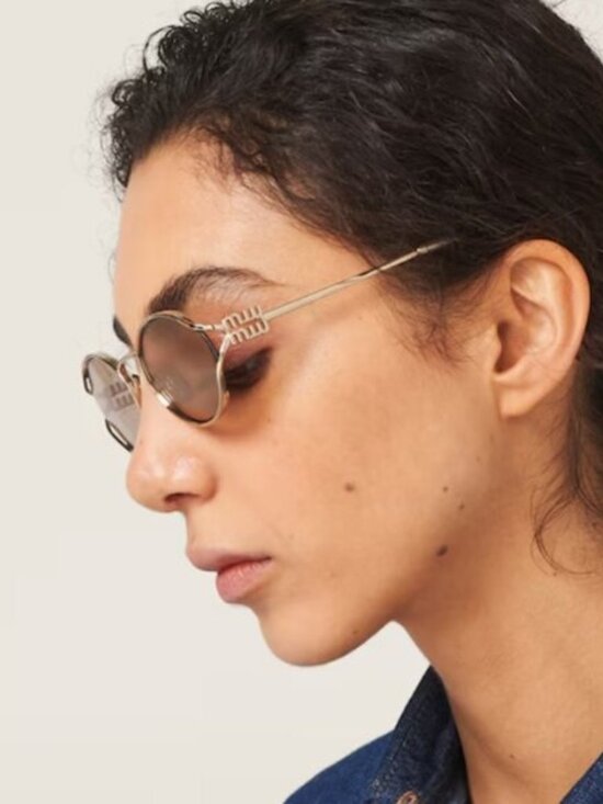 Miu Miu Women Sunglasses Gold Pink Mirror Silver Oval MU52YS ZVN20F BRAND NEW main image 9
